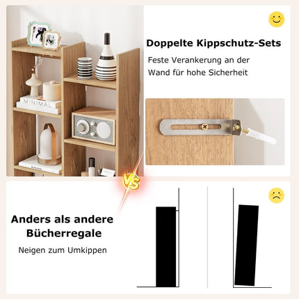 12-stufiges Bücherregal mit Kippschutz, Baumdesign