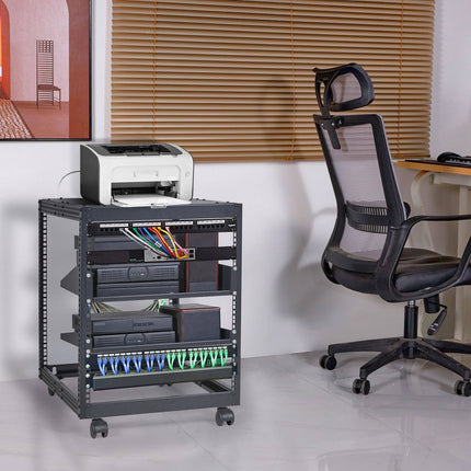 12U Open Frame Server Rack, 19-Inch, 23-40 In Depth