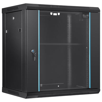12U Wall Mount Network Server Cabinet, 19-Inch, Locking Glass Door
