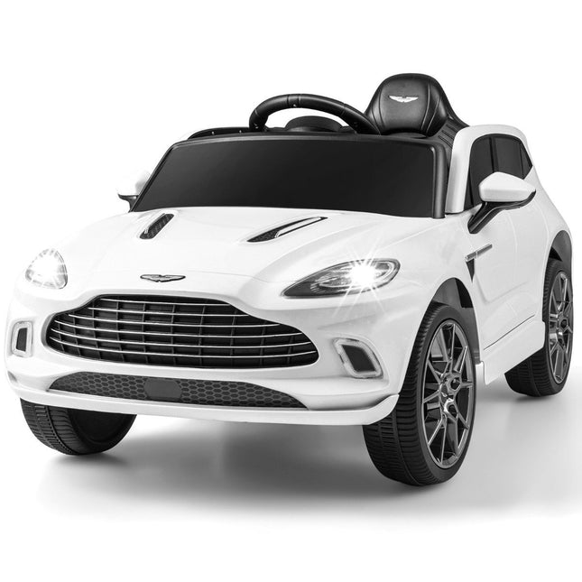 Voiture pour enfants Aston Martin DBX 12V avec télécommande 2,4G 1,4-2,5 km/h blanche