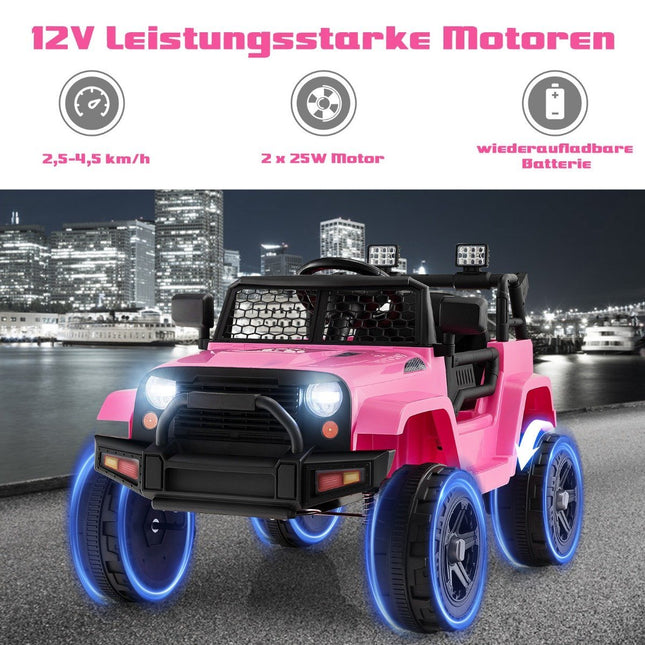Véhicule électrique pour enfants à piles 12 V avec télécommande rose