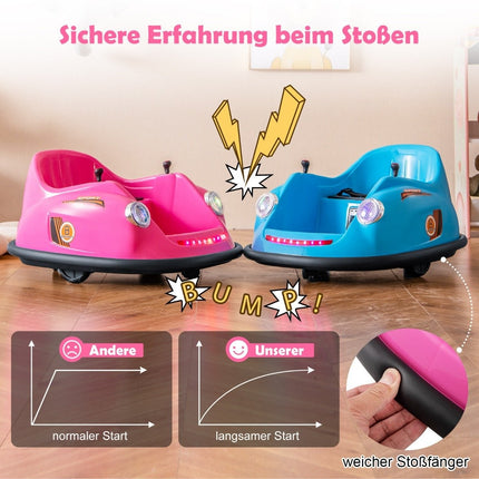 12V Autoscooter Kinder Elektro Autoscooter mit Fernbedienung &amp; LED Lichter &amp; Musik Rosa