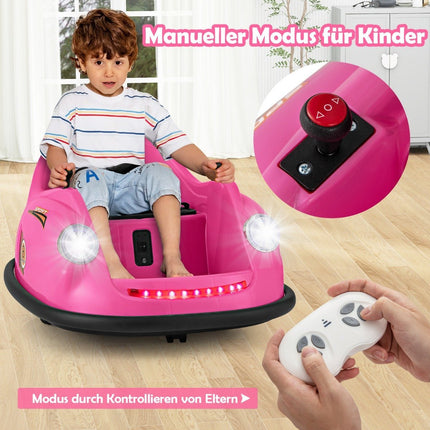 12V Autoscooter Kinder Elektro Autoscooter mit Fernbedienung &amp; LED Lichter &amp; Musik Rosa