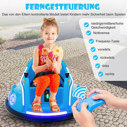 Auto tamponneuse 12 V pour enfants avec rotation à 360°, musique et télécommande