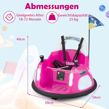 Voiture tamponneuse électrique pour enfants 12 V avec télécommande, rose