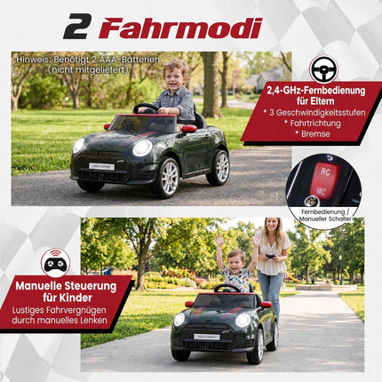 Voiture électrique pour enfants 12 V, design BMW Mini, noire, avec télécommande