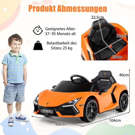 12V Kinder Elektroauto mit LED-Beleuchtung – Orange