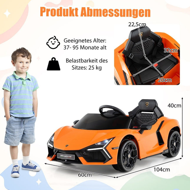 Voiture électrique pour enfants 12 V avec lumières LED - Orange