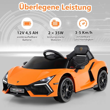 12V Kinder Elektroauto mit LED-Beleuchtung – Orange
