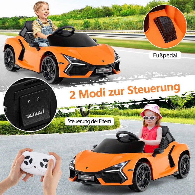 Voiture électrique pour enfants 12 V avec lumières LED - Orange