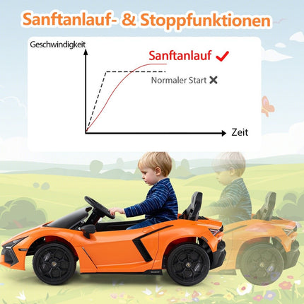 12V Kinder Elektroauto mit LED-Beleuchtung – Orange