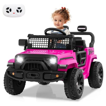 Voiture électrique 12 V pour enfants avec télécommande, musique, lumières LED, rose