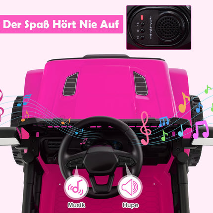 Voiture électrique 12 V pour enfants avec télécommande, musique, lumières LED, rose