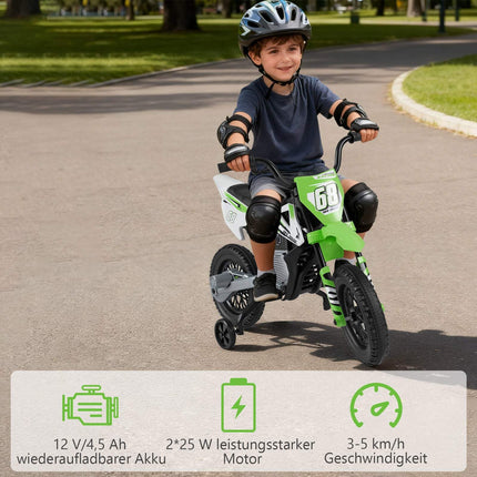 12V Kinder-Elektromotorrad mit abnehmbaren Stützrädern