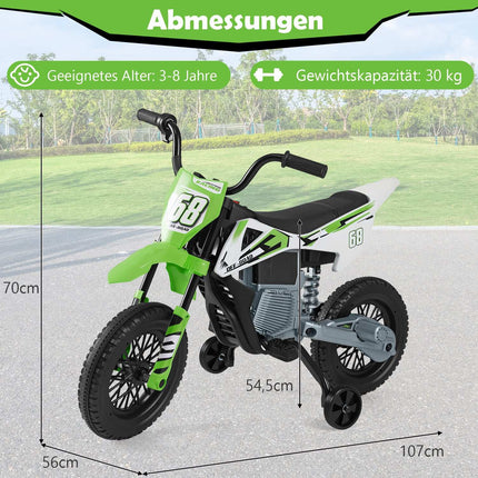 12V Kinder-Elektromotorrad mit abnehmbaren Stützrädern