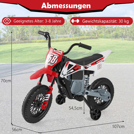12V Kinder-Elektromotorrad mit abnehmbaren Stützrädern