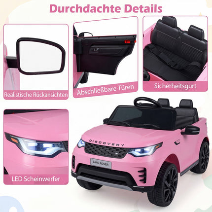 Voiture électrique pour enfants 12V, télécommande, LED, rose