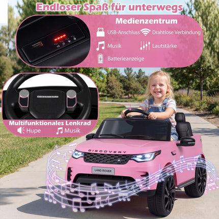 Voiture électrique pour enfants 12V, télécommande, LED, rose