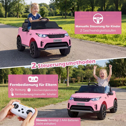 Voiture électrique pour enfants 12V, télécommande, LED, rose
