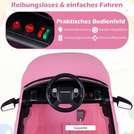 Voiture électrique pour enfants 12V, télécommande, LED, rose