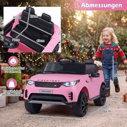 Voiture électrique pour enfants 12V, télécommande, LED, rose