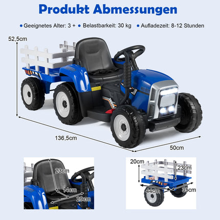 12V Kinder Traktor mit abnehmbarem Anhänger & Fernbedienung