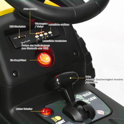 Tracteur électrique 12 V pour enfants avec remorque - Jaune