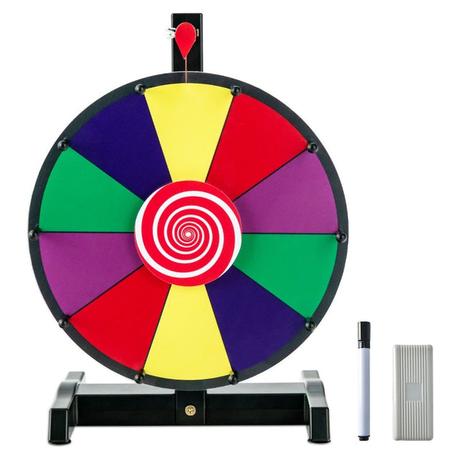 Roue de la Fortune de 12 pouces à tourner avec gomme et stylo de marquage, roue porte-bonheur pour jeux de loterie et jeux de mots