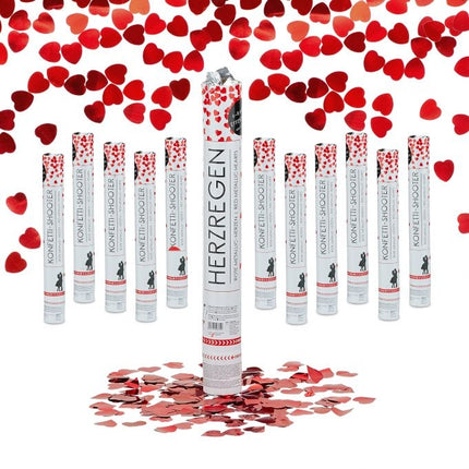 12x Party Popper coeurs rouges