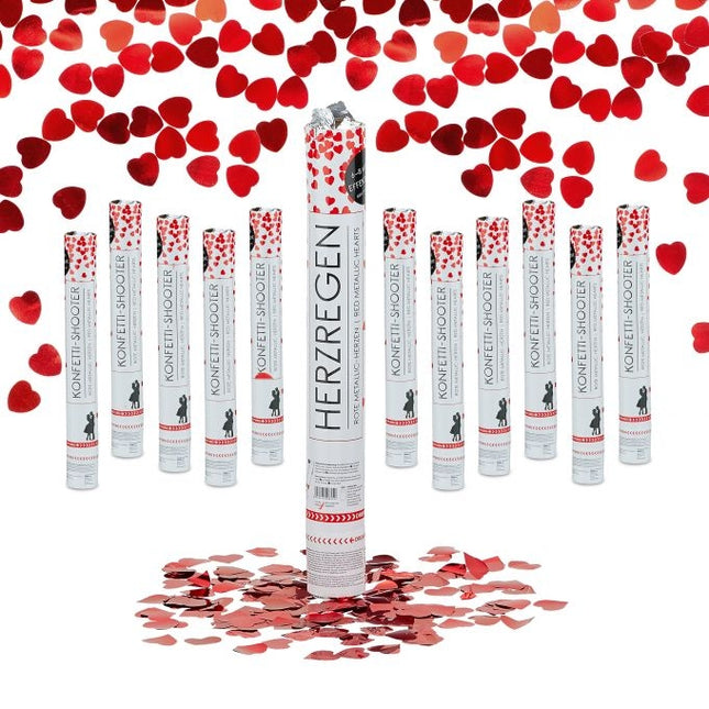 12x Party Popper rote Herzen