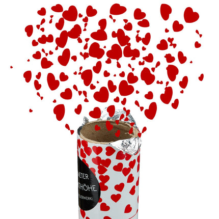 12x Party Popper coeurs rouges