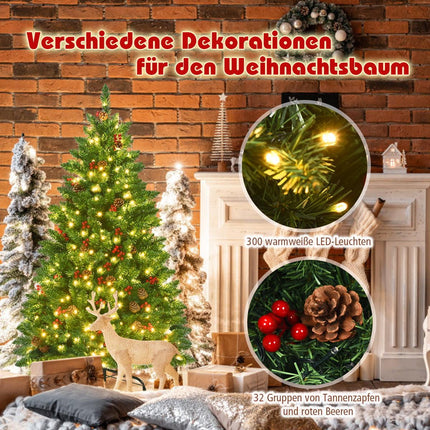 Sapin de Noël artificiel de 135 cm avec lumières LED et support en métal