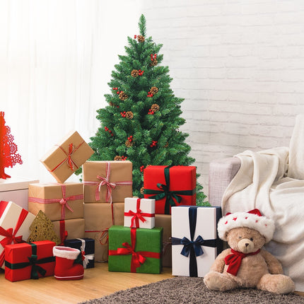 Sapin de Noël artificiel de 135 cm avec lumières LED et support en métal