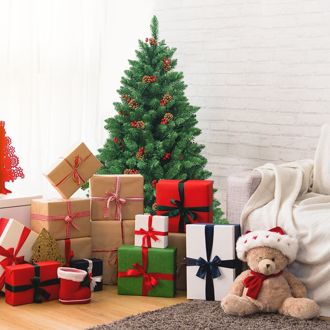 Sapin de Noël artificiel de 135 cm avec lumières LED et support en métal