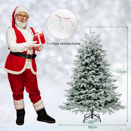135cm Künstlicher Weihnachtsbaum mit Schnee &amp; 688 gemischten Zweigspitzen Weihnachtsbaum