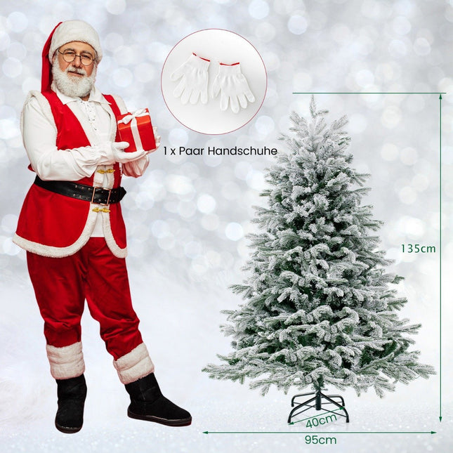 Arbre de Noël artificiel de 135 cm avec neige et 688 pointes de branches mixtes