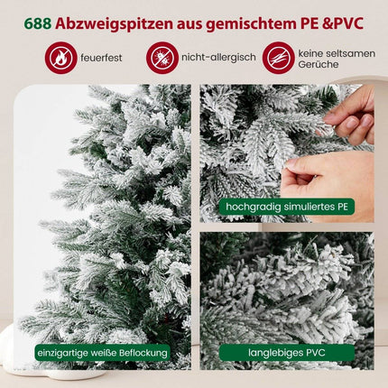 135cm Künstlicher Weihnachtsbaum mit Schnee &amp; 688 gemischten Zweigspitzen Weihnachtsbaum