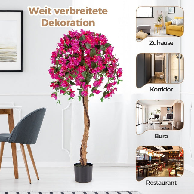 135 cm Kunstbaum mit Blüten Kunstpflanze im Topf Kunstbaum mit Azaleenblüten