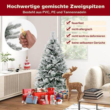 136 cm Künstlicher Weihnachtsbaum mit Schnee & 8 Leuchtmodi
