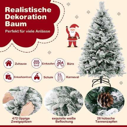 136 cm Künstlicher Weihnachtsbaum mit Schnee & 8 Leuchtmodi