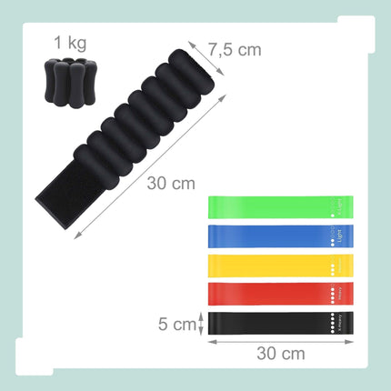 Ensemble de Pilates noir 13 pièces avec bandes et poids