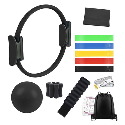 Ensemble de Pilates noir 13 pièces avec bandes et poids