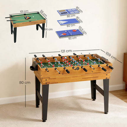 Table de jeu 13 en 1, baby-foot, échecs, billard, MDF