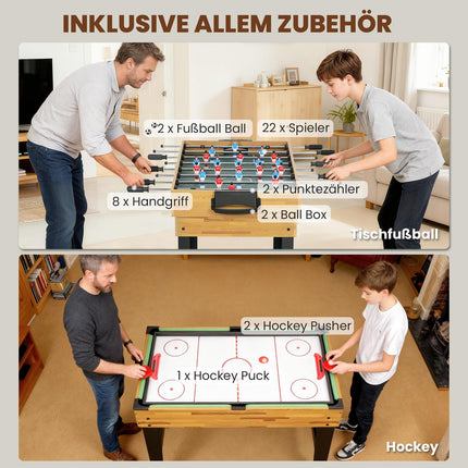 Table de jeu 13 en 1, baby-foot, échecs, billard, MDF