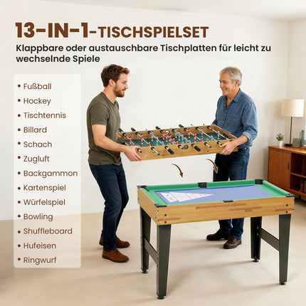 Table de jeu 13 en 1, baby-foot, échecs, billard, MDF
