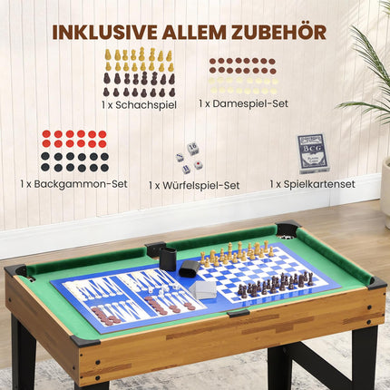 Table de jeu 13 en 1, baby-foot, échecs, billard, MDF