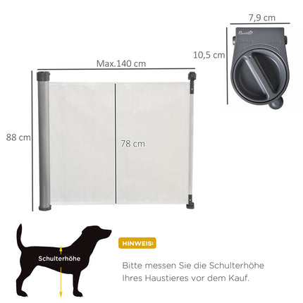 Barrière D'Escalier Extensible De 140 Cm, Enroulable À Une Main, Barrière De Porte, Barrière D'Escalier, Barrière Pour Chiens, Protection De Porte, Blanc