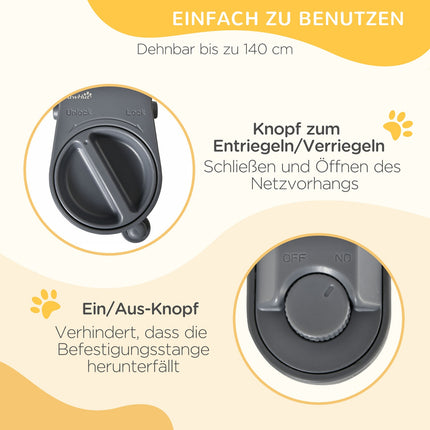 Barrière D'Escalier Extensible De 140 Cm, Enroulable À Une Main, Barrière De Porte, Barrière D'Escalier, Barrière Pour Chiens, Protection De Porte, Blanc
