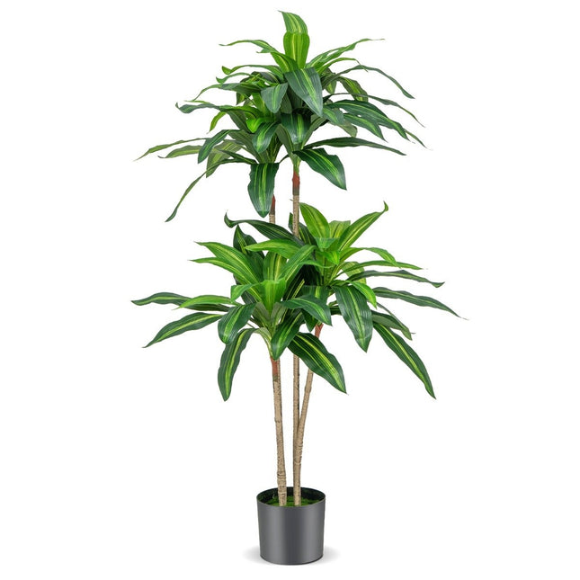 140 cm Kunstpflanze Dracena mit Topf &amp; 92 Blättern Kunstpflanze Kunstbaum Palme grün