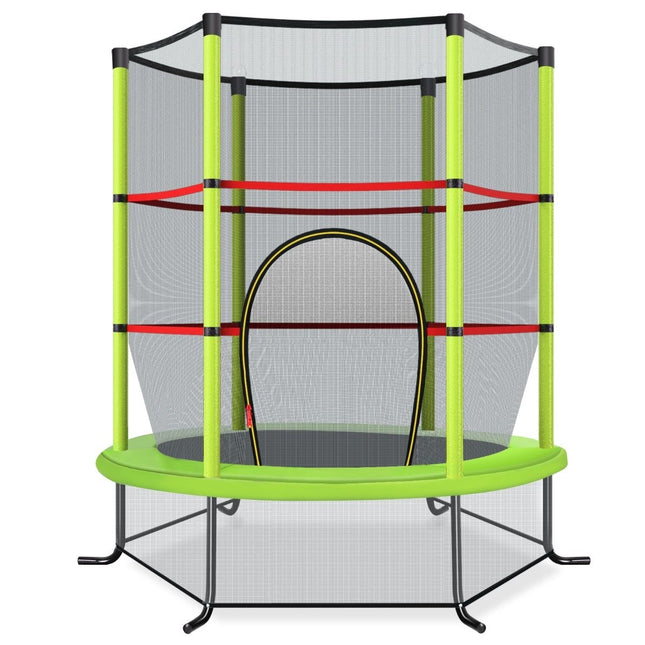 Trampoline de jardin Ø140cm avec filet de sécurité trampoline pouvant supporter jusqu'à 135KG pour les enfants de 3 ans et plus vert